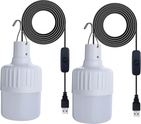 XYSRZ 2 Pack USB Light Bulb, Portable LED Lamp for Garage Warehouse Car Truck Fishing Boat Outdoor Portable LED Bulb, Emergency Light, or Children Bed Lamp (5W) in Kuwait
