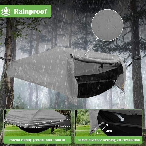 WintMing Hammock with Mosquito Net and Rain Fly Cover 3 in 1 Camping Hammock Tent 440lbs Load in Kuwait