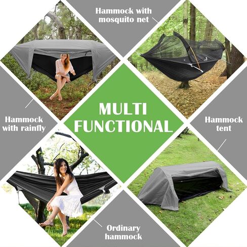 WintMing Hammock with Mosquito Net and Rain Fly Cover 3 in 1 Camping Hammock Tent 440lbs Load in Kuwait