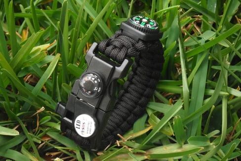GALAXYLENSE 21 in 1 Survival Bracelet, Paracord Emergency Outdoor Sports Wristband Kit Waterproof Compass, LED Light, Thermometer, Rescue Whistle, Fire Starter.. 21 Tools 2 Sets Black in Saudi Arabia