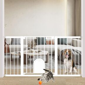 Baby Gate with Cat Door 30" to 48" Wide Black - Walk Through Small Pet Gate for Kitten Puppy Dogs Doorway Stair - Pressure Mounted Child Safety Gate Stand 30inch Tall in Kuwait