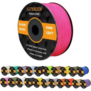 Paracord 650lb - 9 Strand Parachute Spool Cord - 40+ Colors-100ft 200ft 500ft 1000ft 4mm,Paracord for Camping,Hiking,Fishing,Outdoor and DIY in Saudi Arabia