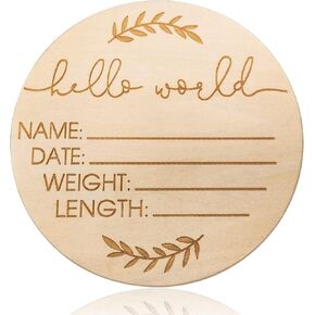 Wooden Baby Announcement Sign - Hello World Newborn Sign Baby Announcement Sign - Baby Birth Announcement Sign Hospital Sign Baby Name Announcement Sign for Photo Prop Baby Shower Gift Nursery in Kuwait