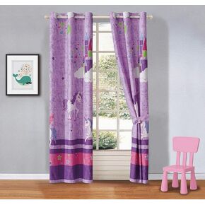 Kids Zone Home Linen 2 Panel Curtain Set with Grommet for Boys Girls Teens Bedroom Multicolor Set (Unicorn Purple Lavender Pink White) in Kuwait