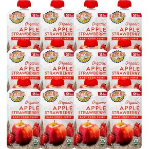 Earth's Best Organic Baby Food Pouches, Stage 2 Fruit Puree for Babies 6 Months and Older, Organic Apple Strawberry Puree, 4 oz Resealable Pouch (Pack of 12) in Kuwait