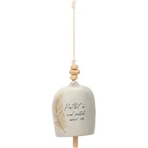 DEMDACO Protect and Watch Over Us Cream 4.5 inch Stoneware, Wood, Iron Mini Inspired Bell in Saudi Arabia