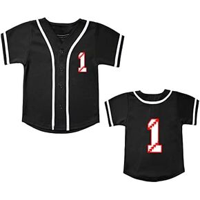 BAICAIYU Toddler 1st Birthday Baseball Jersey Casual Slim Fit T-Shirt Wear with Fashionable V-Neck Button Shirt in Kuwait