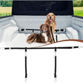 Truck Bed Dog Leash System, Dog Pickup Tether Tie Down, Dog Car Harness Belt Heavy Duty, Pick-Up Restraint Lead Adjustable, Dog Truck Leash for Dogs Up to 150lbs, Dog Truck Bed Barrier Tie Down Out