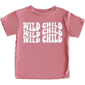 تي شيرت Olive Loves Apple Wild Child متموج ريترو للأطفال والرضع من الأولاد والبنات