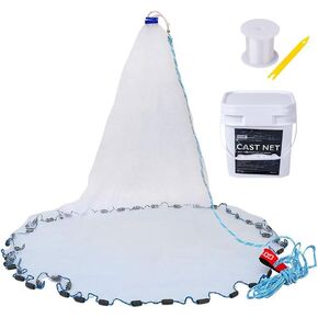 Goture American Fishing Cast Net,Casting Nets Freshwater Saltwater for Bait Fish Shrimp Trap 3ft/4ft/6ft/7ft/8ft/10ft/12ft Radius 1/4 3/8inch Mesh Size,Throw Fishing Castnet with Needle Shuttle in Saudi Arabia