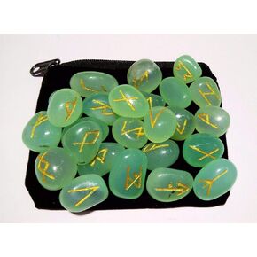 Gemstones Amazonite Rune Set with Velvet Bag