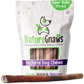 Nature Gnaws Bully Sticks for Large Dogs - Premium Natural Beef Dental Bones - Thick Long Lasting Dog Chew Treats for Aggressive Chewers - Rawhide Free 15 Count in Saudi Arabia