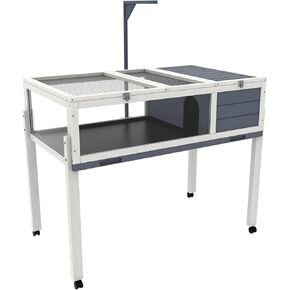 بيت سلحفاة خشبي كبير 2 في 1 بأرجل قابلة للفصل، HSSZXFR موئل السلحفاة على عجلات، قفص زواحف موطن السلحفاة مع صينية مقاومة للماء للحيوانات الصغيرة والسحالي والهامستر in Kuwait