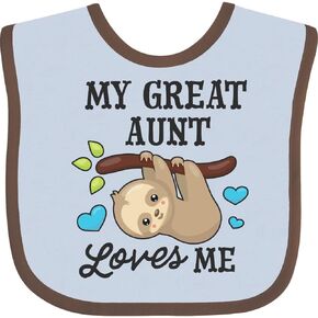 inktastic My Great Aunt Loves Me with Sloth and Hearts Baby Bib