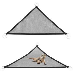 KALIONE Bearded Dragon Hammock Pack, 2 PCS Lizard Hammock Bed, Breathable Mesh Reptile Hammock, Reptile Rest Lounger Carrier, Axolotl Bearded Dragon Geckos Reptile Pet Tank Hammock Accessories, Black