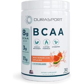 Durasport – 11g Sport BCAA | Muscle Recovery, Energy & Hydration Post Workout +UC-II Collagen | 8 Grams 2:1:1 Branched Chain Amino Acids + 3g Amino & Hydration Blend | Watermelon, 30 Serv in Saudi Arabia