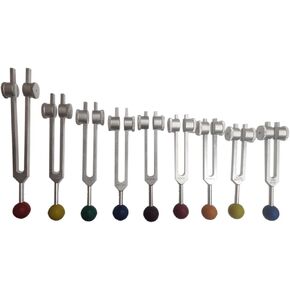 روح شاكرا الراديكالية بما في ذلك نجمة الأرض مجموعة من 9 شوكات ضبط علاجية مرجحة مع كرات شاكرا الملونة في الحقيبة مع المنشط in Kuwait