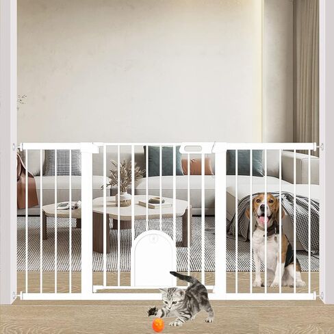 Baby Gate with Cat Door 30" to 48" Wide Black - Walk Through Small Pet Gate for Kitten Puppy Dogs Doorway Stair - Pressure Mounted Child Safety Gate Stand 30inch Tall in Kuwait