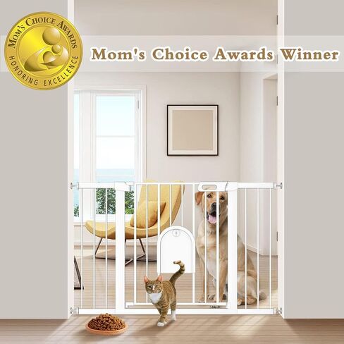 Baby Gate with Cat Door 30" to 48" Wide Black - Walk Through Small Pet Gate for Kitten Puppy Dogs Doorway Stair - Pressure Mounted Child Safety Gate Stand 30inch Tall in Kuwait