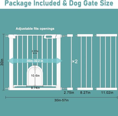 Baby Gate with Cat Door 30" to 48" Wide Black - Walk Through Small Pet Gate for Kitten Puppy Dogs Doorway Stair - Pressure Mounted Child Safety Gate Stand 30inch Tall in Kuwait
