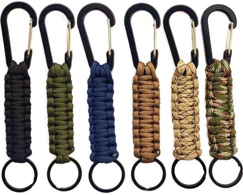 سلسلة مفاتيح باراكورد كتوبون من مورانج، مجموعة من 6 قطع، مجموعة نجاة للنجاة في الهواء الطلق، حبل مضفر بخطاف حلقي متعدد الاستخدامات للمفاتيح والسكين ومصباح يدوي (سلسلة مفاتيح) in Kuwait