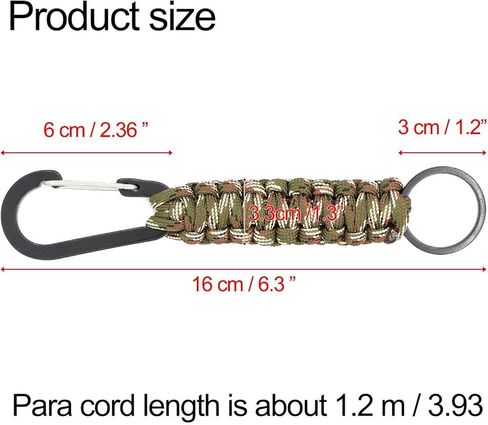 سلسلة مفاتيح باراكورد كتوبون من مورانج، مجموعة من 6 قطع، مجموعة نجاة للنجاة في الهواء الطلق، حبل مضفر بخطاف حلقي متعدد الاستخدامات للمفاتيح والسكين ومصباح يدوي (سلسلة مفاتيح) in Kuwait