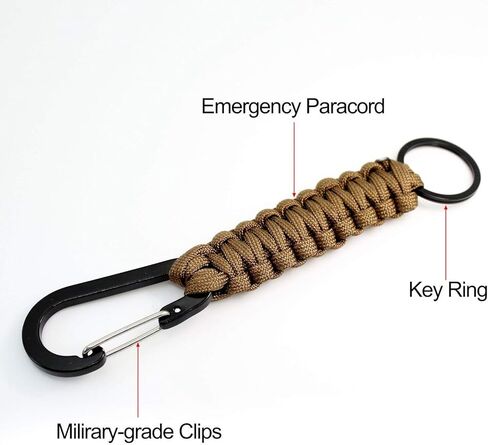 سلسلة مفاتيح باراكورد كتوبون من مورانج، مجموعة من 6 قطع، مجموعة نجاة للنجاة في الهواء الطلق، حبل مضفر بخطاف حلقي متعدد الاستخدامات للمفاتيح والسكين ومصباح يدوي (سلسلة مفاتيح) in Kuwait