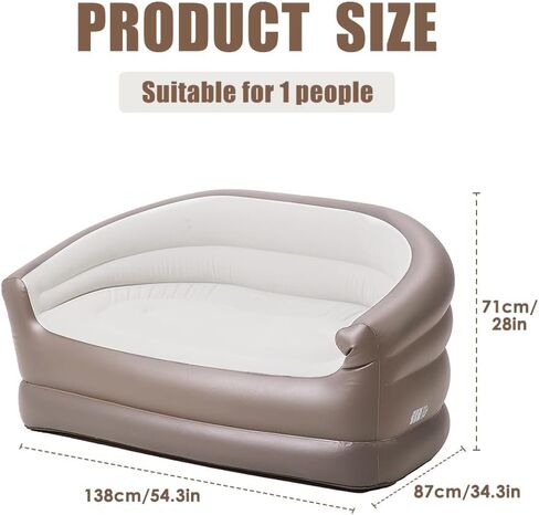 جيويا كرسي مزدوج قابل للنفخ للبالغين - اريكة استرخاء قابلة للطي - اريكة هوائية محمولة للاستخدام في الاماكن المغلقة والمفتوحة والتخييم والسفر (ابيض) in Kuwait