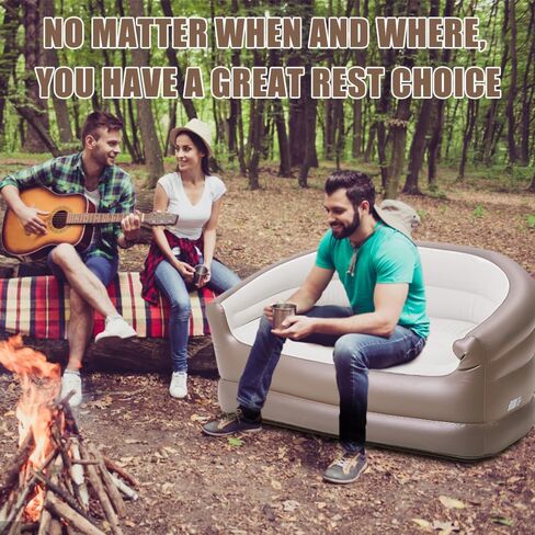 جيويا كرسي مزدوج قابل للنفخ للبالغين - اريكة استرخاء قابلة للطي - اريكة هوائية محمولة للاستخدام في الاماكن المغلقة والمفتوحة والتخييم والسفر (ابيض) in Kuwait
