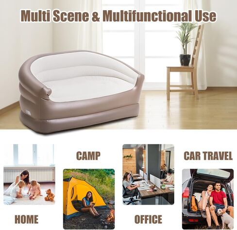 جيويا كرسي مزدوج قابل للنفخ للبالغين - اريكة استرخاء قابلة للطي - اريكة هوائية محمولة للاستخدام في الاماكن المغلقة والمفتوحة والتخييم والسفر (ابيض) in Kuwait