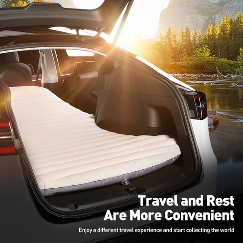 YONZEE Air Mattress for Tesla Model Y, Portable Camping Mattress Trunk Inflatable Bed Flocking Surface Foldable Air Bed with Air Pump and Storage Bag for Tesla Model Y Accessories Travel Sleeping in Kuwait