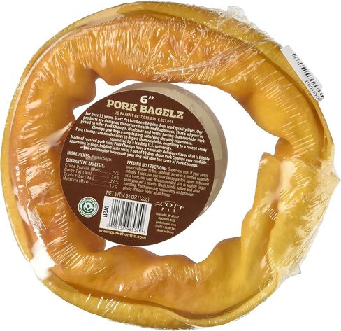 Pork Chomps Roasted Pork Skin Dog Chew, 6-inch Bagel, 1 Count in Saudi Arabia