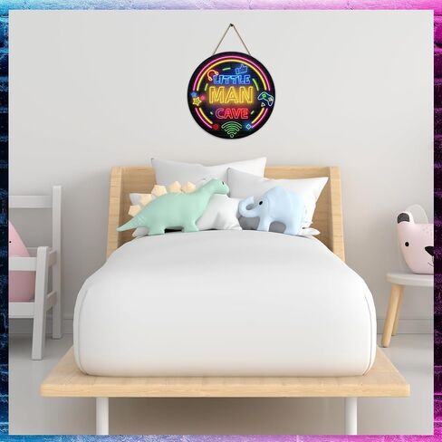 Geelin Wooden Sign Space Unicorn Decor Quote Wood Plaque Nursery Hanging Wall Art Decor for Kids Room Boy Bedroom Kids Toddler Boys Playroom Living Room Decorations (Neon) in Kuwait