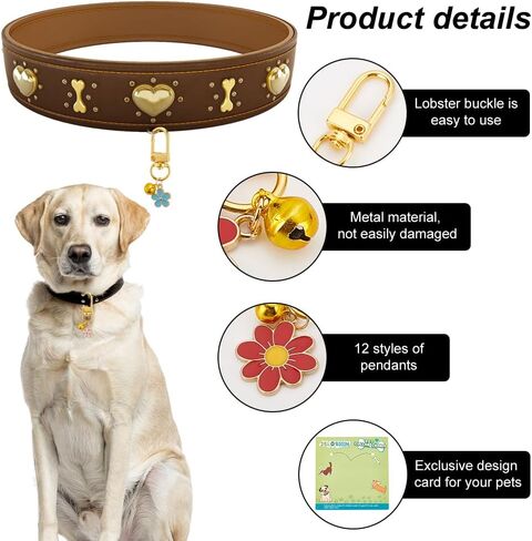 DELORIGIN 12pcs Enamel Cat Collar Bells, Daisy Flower Jewelry Bell Charms with Swivel Clasps Colorful Collar Pendants with Bells for Dog Cat Necklace Pet Ornament Training Keychains DIY Crafts, Metal, in Saudi Arabia