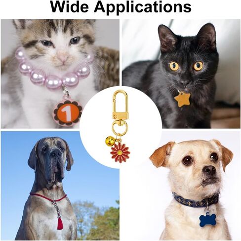 DELORIGIN 12pcs Enamel Cat Collar Bells, Daisy Flower Jewelry Bell Charms with Swivel Clasps Colorful Collar Pendants with Bells for Dog Cat Necklace Pet Ornament Training Keychains DIY Crafts, Metal, in Saudi Arabia
