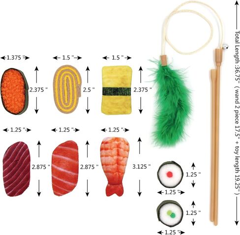 Jumpaws 9 Assortments Pack لعبة قيمة ومجموعة دعابة، ألعاب تفاعلية للقطط النعناع البري، ألعاب مجعدة، لعبة عصا الريش، ملحقات للقطط الداخلية (مجموعة السوشي) in Saudi Arabia