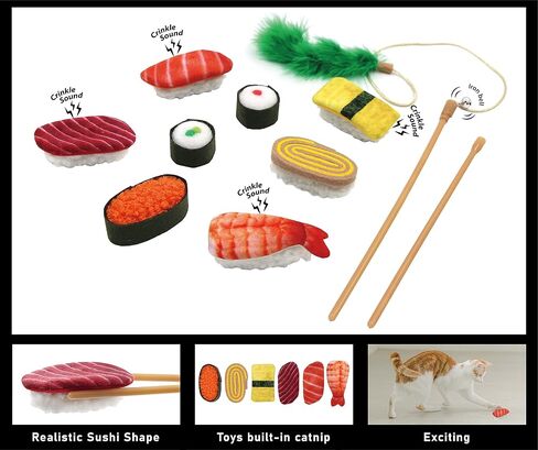 Jumpaws 9 Assortments Pack لعبة قيمة ومجموعة دعابة، ألعاب تفاعلية للقطط النعناع البري، ألعاب مجعدة، لعبة عصا الريش، ملحقات للقطط الداخلية (مجموعة السوشي) in Saudi Arabia