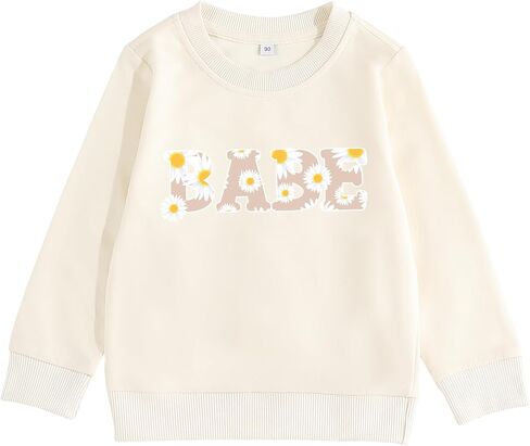 سويت شيرت للفتيات الصغيرات بأكمام طويلة بلوفر بياقة دائرية وبلوزة للأطفال مطبوع عليها زهور ملابس الخريف والشتاء in Kuwait