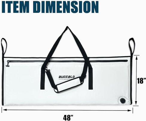 Buffalo Gear Insulated Fish Bag Cooler 48x18in,Leakproof Fish Kill Bag with 2 Reusable Cooler Ice Packs Portable Waterproof Fish Bag with Adjustable Shoulder Strap Keep Ice-cold More than 48 Hours in Saudi Arabia