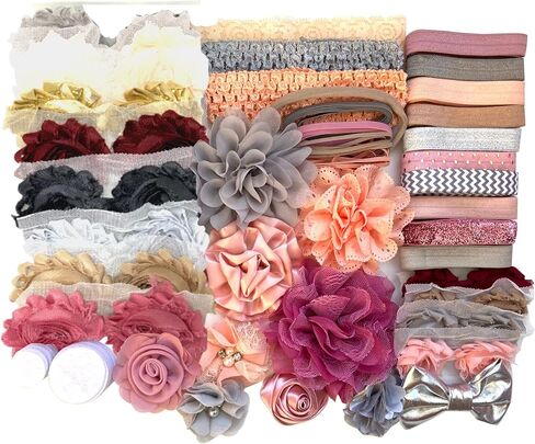 Bowtique Emilee Baby Shower Headband Kit Makes Over 30 Headbands, Baby Shower Headband Station, DIY Baby Headband Kit - Antique in Kuwait