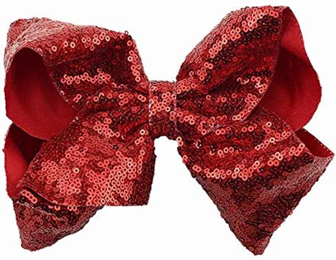 FREEZH Party Hair Bows Clips 2Pcs Large Bling Sparkly Glitter Sequins Alligator Nylon Mesh Ribbon Bowknot Hairpins For Women Girls Kids Christmas Red Green, 2 Count (Pack of 1) in Saudi Arabia