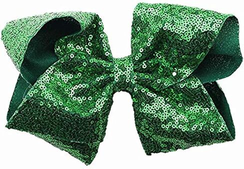FREEZH Party Hair Bows Clips 2Pcs Large Bling Sparkly Glitter Sequins Alligator Nylon Mesh Ribbon Bowknot Hairpins For Women Girls Kids Christmas Red Green, 2 Count (Pack of 1) in Saudi Arabia
