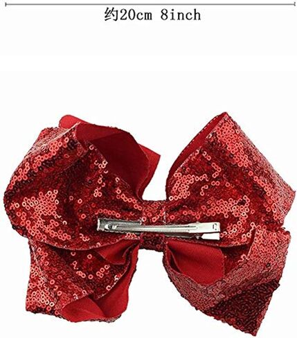 FREEZH Party Hair Bows Clips 2Pcs Large Bling Sparkly Glitter Sequins Alligator Nylon Mesh Ribbon Bowknot Hairpins For Women Girls Kids Christmas Red Green, 2 Count (Pack of 1) in Saudi Arabia