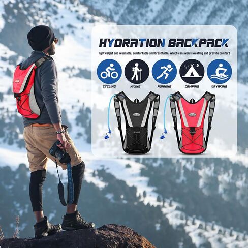 2 Pack Hydration Backpack Pack with 2L Water Bladder, Hiking Backpack with Hydration Bladder Water Rucksack Backpack Bladder Bag Cycling Bicycle Bike/Hiking Climbing Pouch in Kuwait