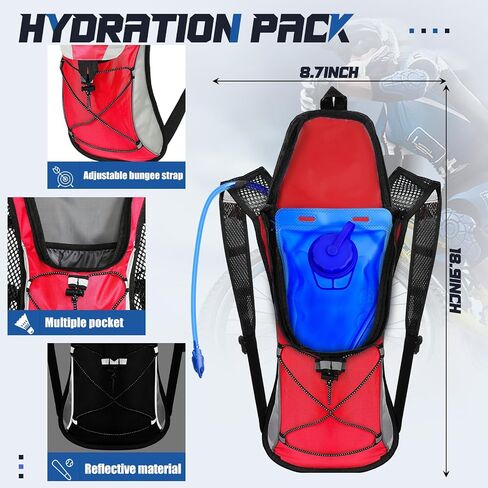 2 Pack Hydration Backpack Pack with 2L Water Bladder, Hiking Backpack with Hydration Bladder Water Rucksack Backpack Bladder Bag Cycling Bicycle Bike/Hiking Climbing Pouch in Kuwait