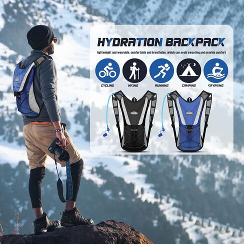 2 Pack Hydration Backpack Pack with 2L Water Bladder, Hiking Backpack with Hydration Bladder Water Rucksack Backpack Bladder Bag Cycling Bicycle Bike/Hiking Climbing Pouch in Saudi Arabia