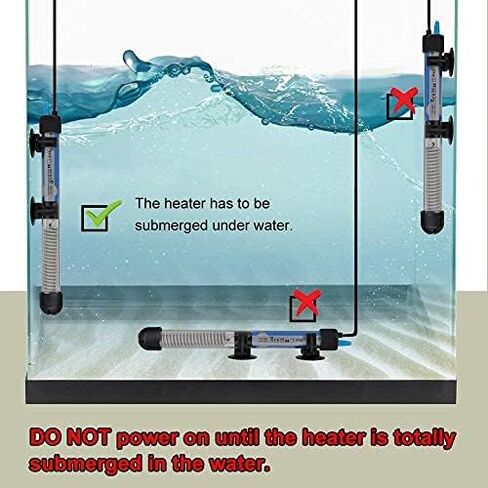 سالوت سخان ترموستات تلقائي قابل للغمر لحوض السمك (50 واط/100 واط/200 واط/300 واط) سخان حوض السمك ودرجة حرارة قابلة للتعديل مع كوبين شفطيين مناسب لحوض السمك بسعة 10-115 جالون in Kuwait