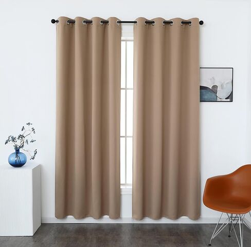 ستائر تعتيم INLINAS مقاس 42 عرض × 96 طول لغرفة النوم، معزولة حراريًا، وتقليل الضوضاء، مجموعة موفرة للطاقة مكونة من لوحتين، كاكي in Kuwait