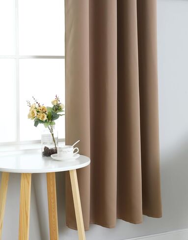 ستائر تعتيم INLINAS مقاس 42 عرض × 96 طول لغرفة النوم، معزولة حراريًا، وتقليل الضوضاء، مجموعة موفرة للطاقة مكونة من لوحتين، كاكي in Kuwait
