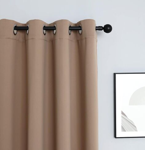 ستائر تعتيم INLINAS مقاس 42 عرض × 96 طول لغرفة النوم، معزولة حراريًا، وتقليل الضوضاء، مجموعة موفرة للطاقة مكونة من لوحتين، كاكي in Kuwait